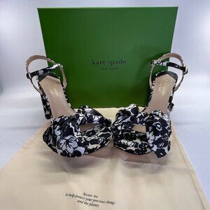 Kate Spade Lucie Platform Sandals Size 8.5B Tropical Foliage Silk Ankle Strap